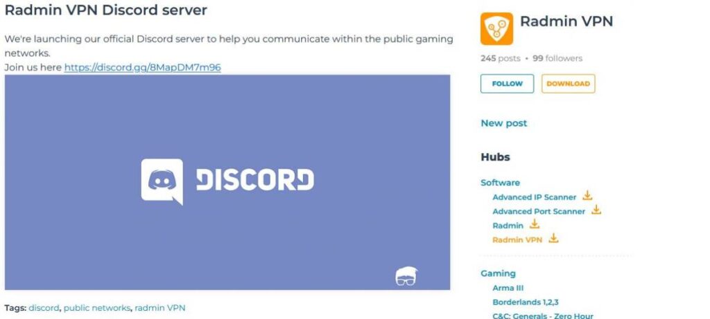 Radmin VPN Discord Server